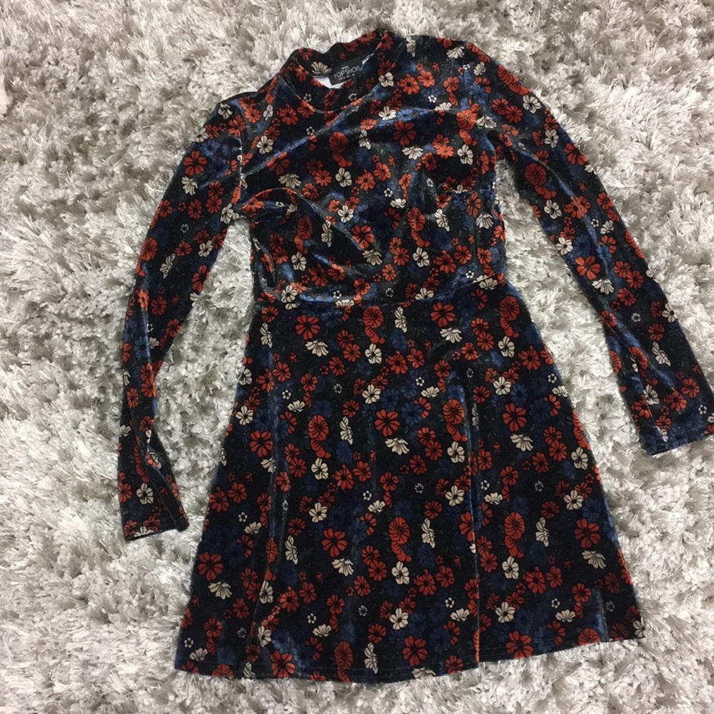 Topshop floral velvet dress